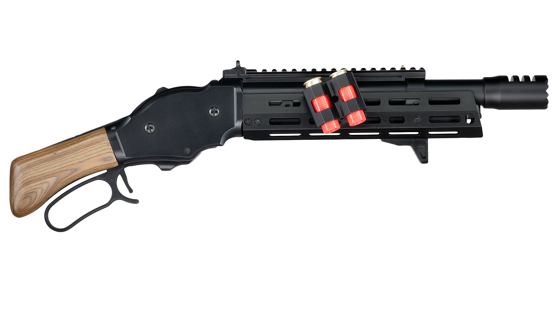 Golden Eagle M1887 Tactical Shorty Gas Lever Action mit Hlsenauswurf 6mm BB schwarz - Echtholz Version Bild 2