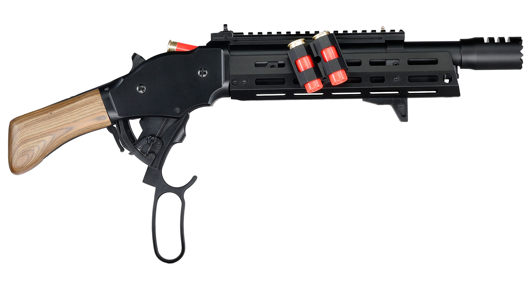 Golden Eagle M1887 Tactical Shorty Gas Lever Action mit Hlsenauswurf 6mm BB schwarz - Echtholz Version Bild 3