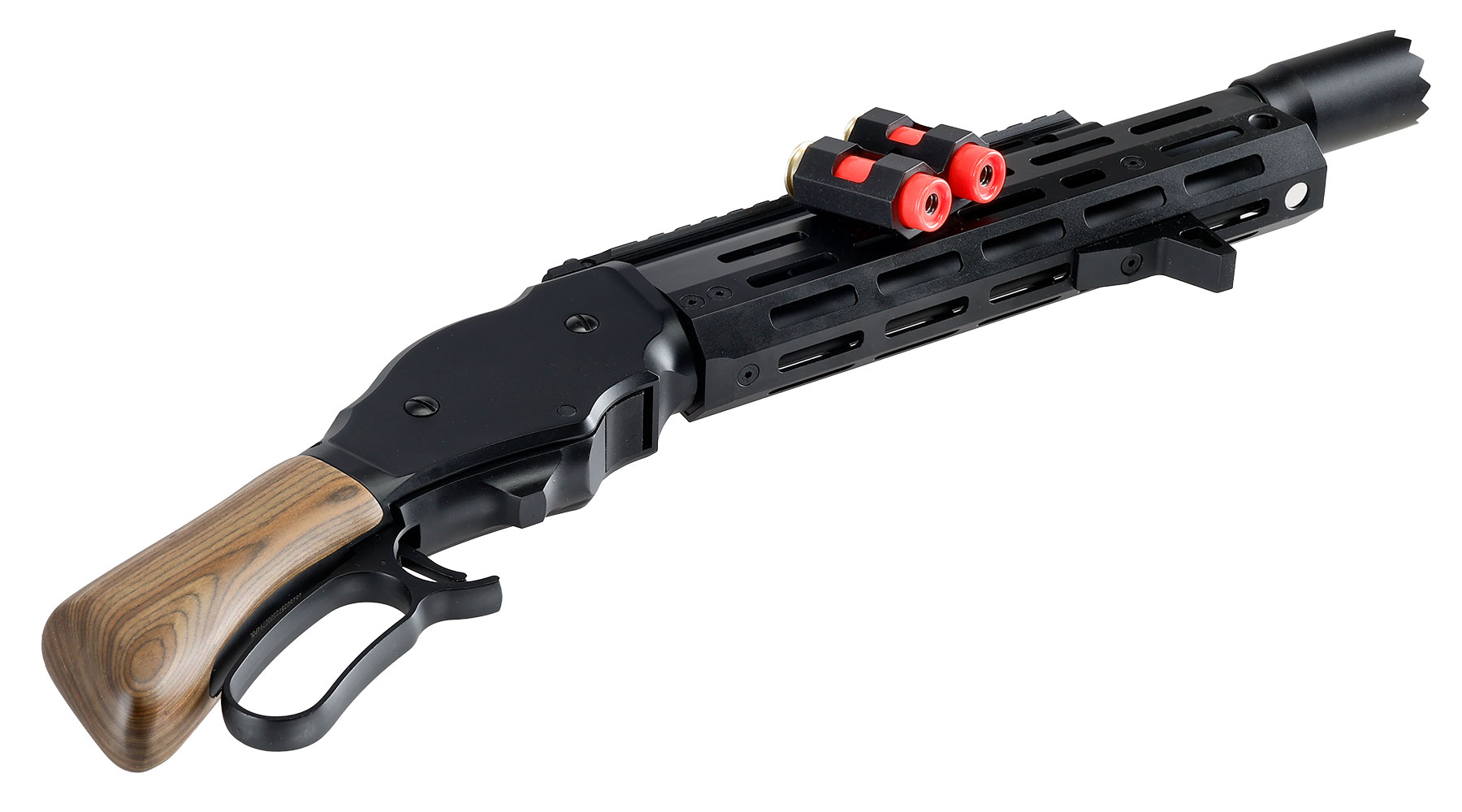 Golden Eagle M1887 Tactical Shorty Gas Lever Action mit Hlsenauswurf 6mm BB schwarz - Echtholz Version Bild 5