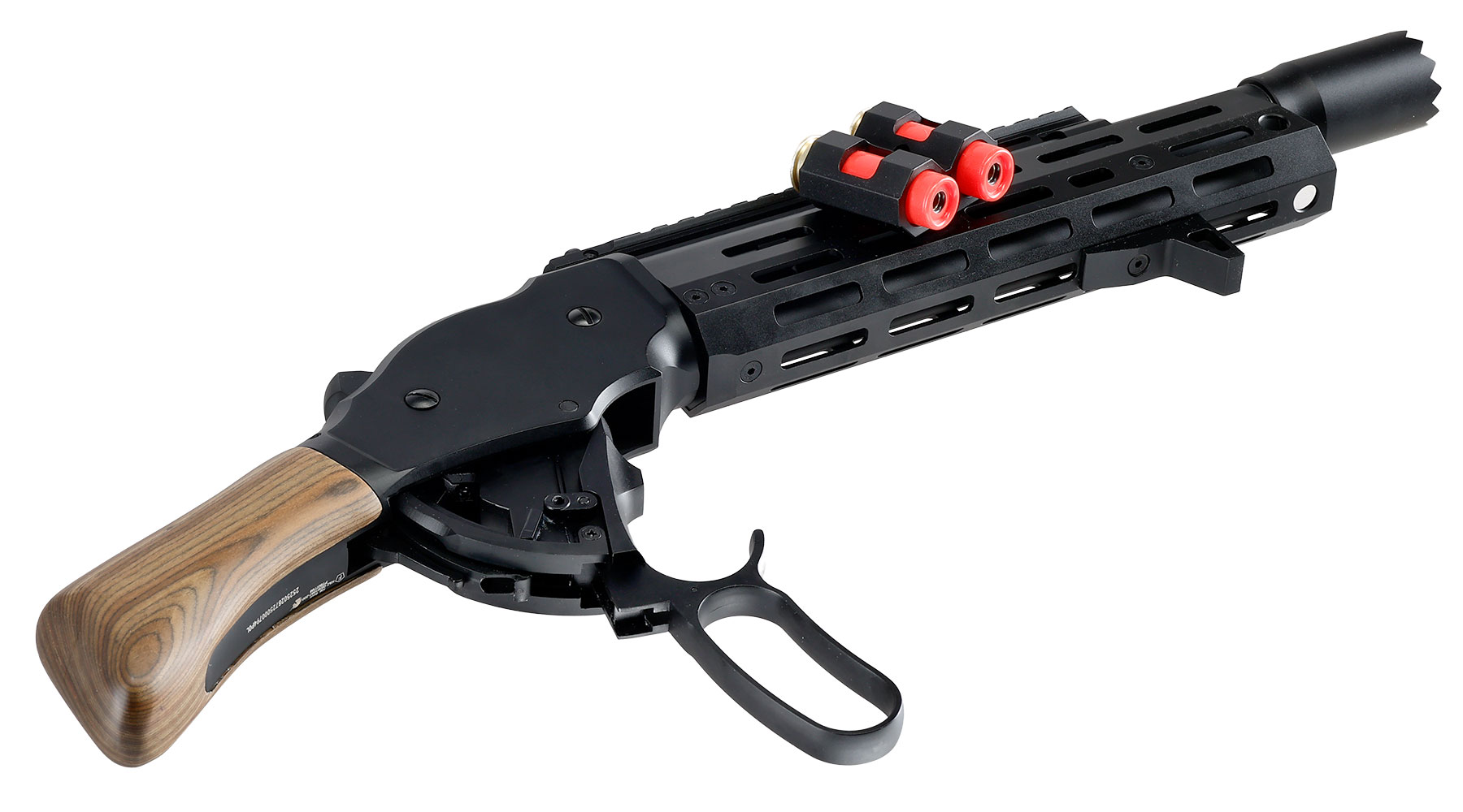 Golden Eagle M1887 Tactical Shorty Gas Lever Action mit Hlsenauswurf 6mm BB schwarz - Echtholz Version Bild 6