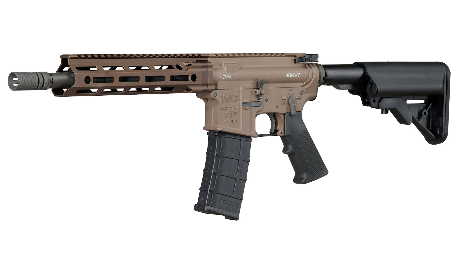 GHK Daniel Defense DDM4 V7 10,3 Zoll MFR 9.0 Vollmetall Gas-Blow-Back 6mm BB tan - Version 3