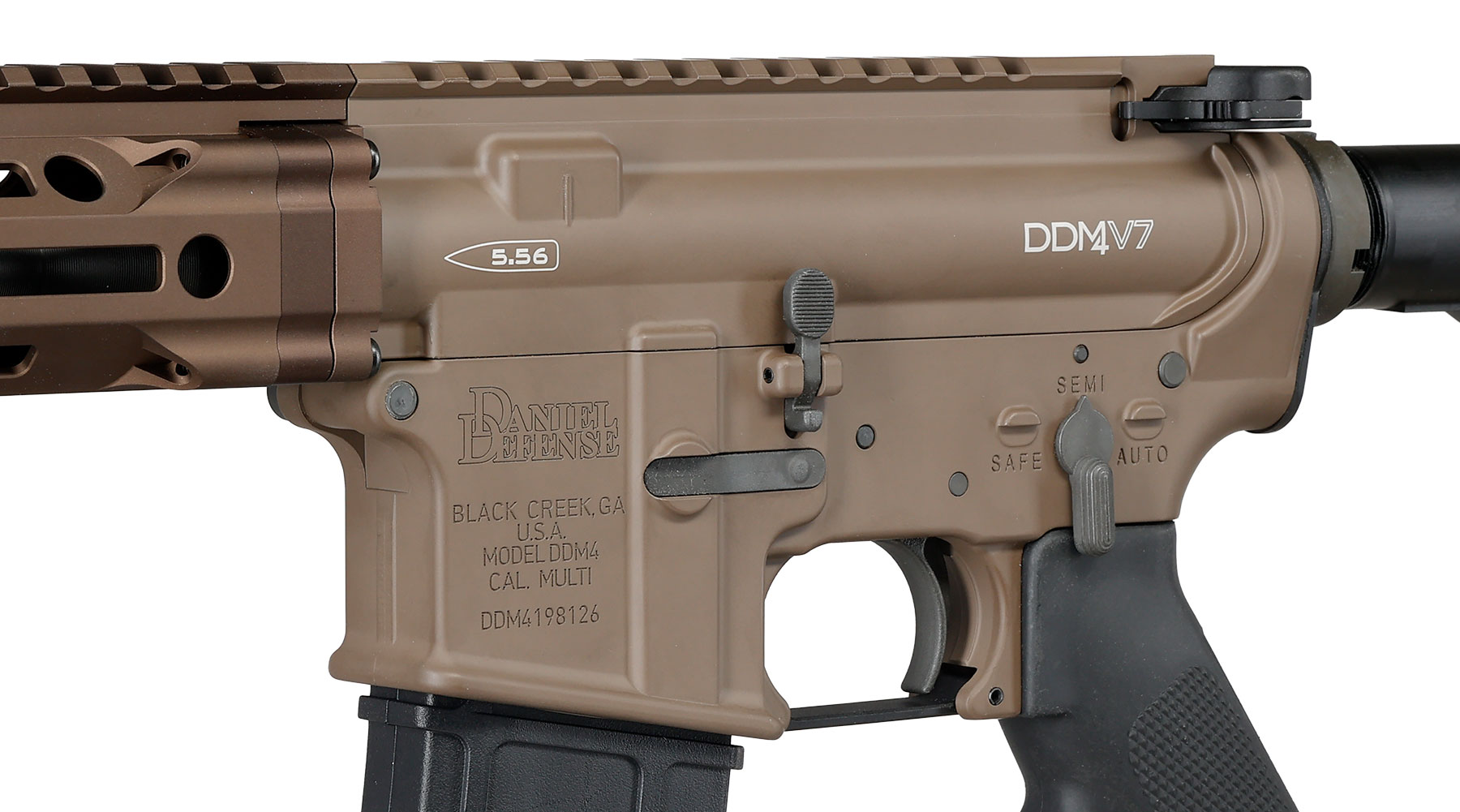 GHK Daniel Defense DDM4 V7 10,3 Zoll MFR 9.0 Vollmetall Gas-Blow-Back 6mm BB tan - Version 3 Bild 7