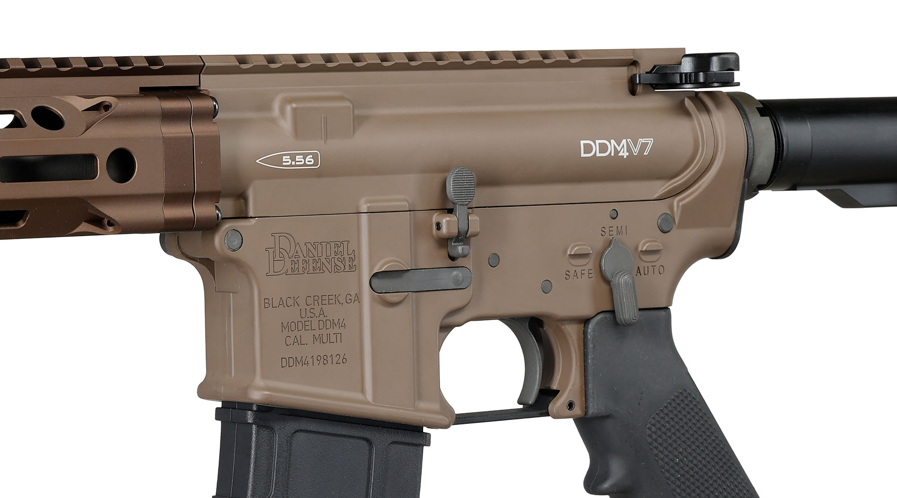 GHK Daniel Defense DDM4 V7 14,5 Zoll MFR 13.5 Vollmetall Gas-Blow-Back 6mm BB tan - Version 3 Bild 7
