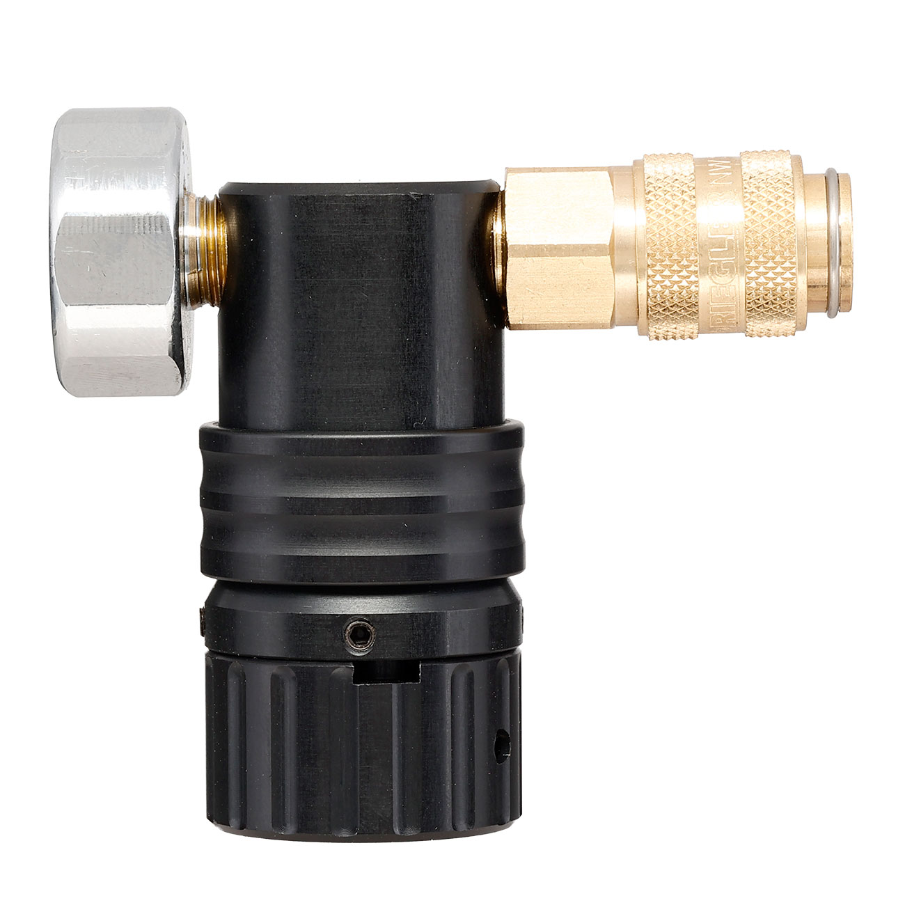 Mancraft MMR HPA Regulator m. seitlicher EU Schnellkupplung / Druckmanometer schwarz Bild 7