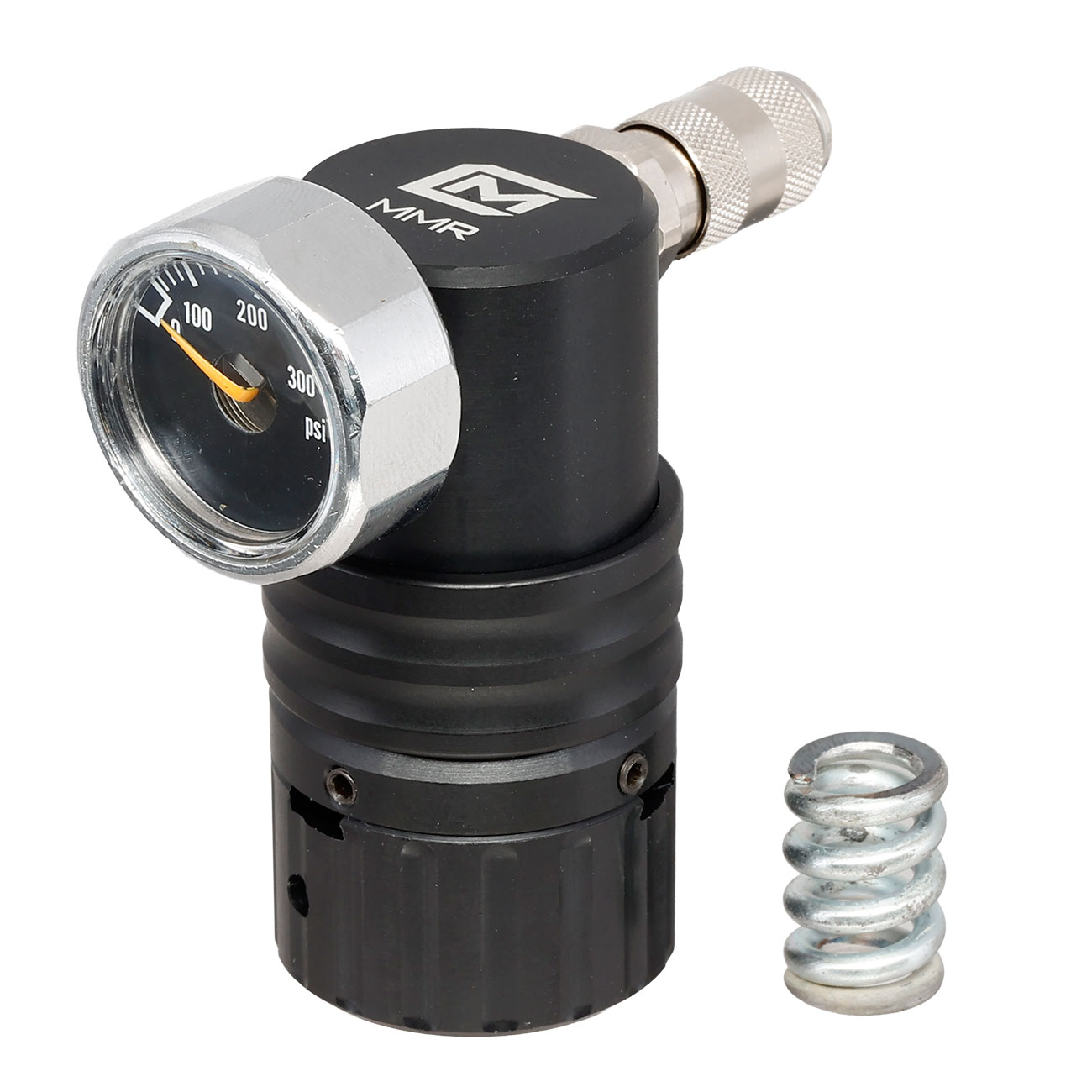 Mancraft MMR HPA Regulator m. seitlicher 4 mm EU Schnellkupplung / Druckmanometer schwarz