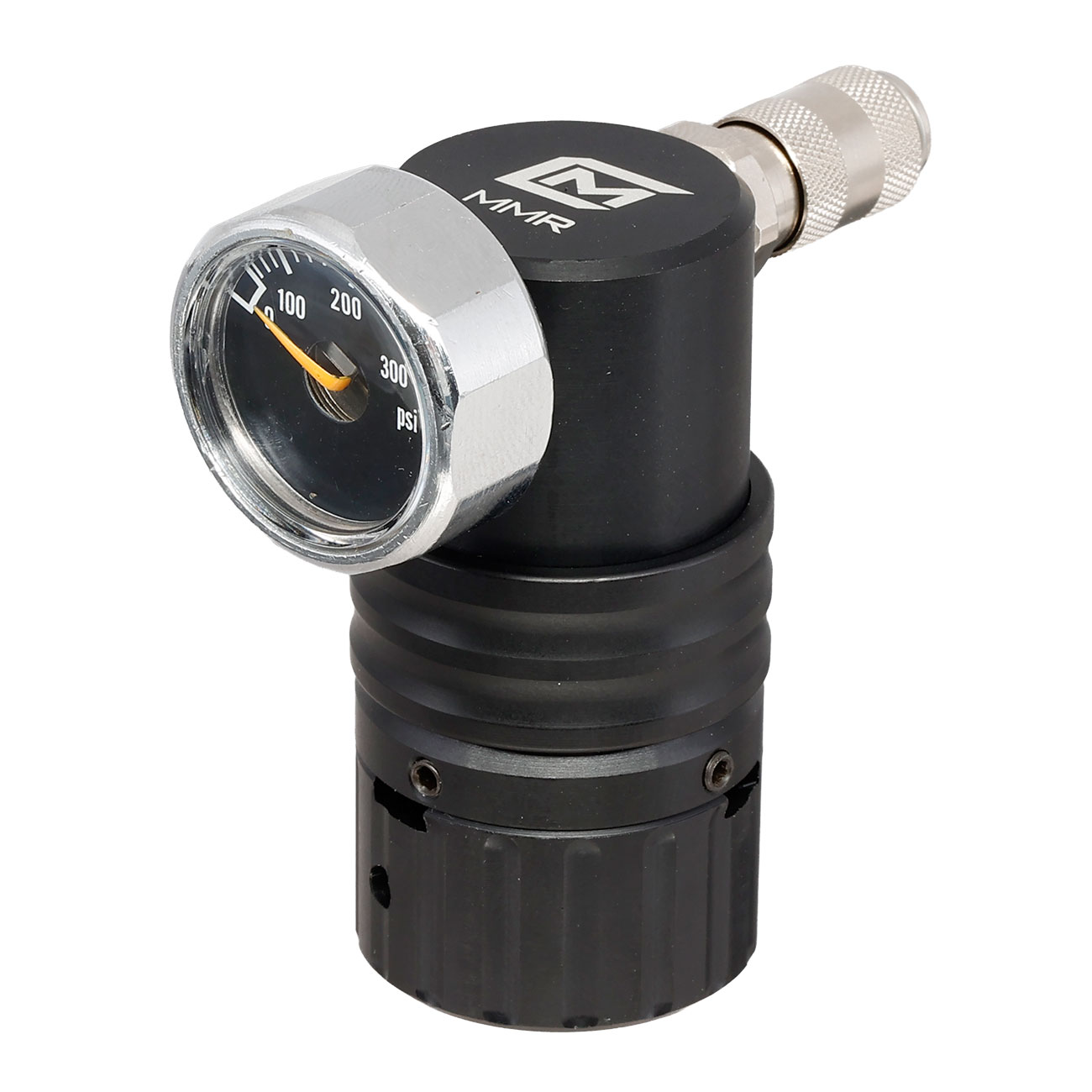 Mancraft MMR HPA Regulator m. seitlicher 4 mm EU Schnellkupplung / Druckmanometer schwarz Bild 1