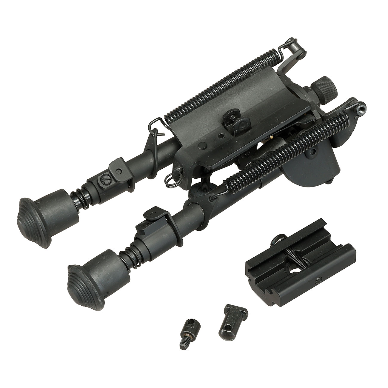 Double Bell Tactical Zweibein mit Gummif��e und 20 - 22mm- / Sniper-Halterung schwarz - Short-Version