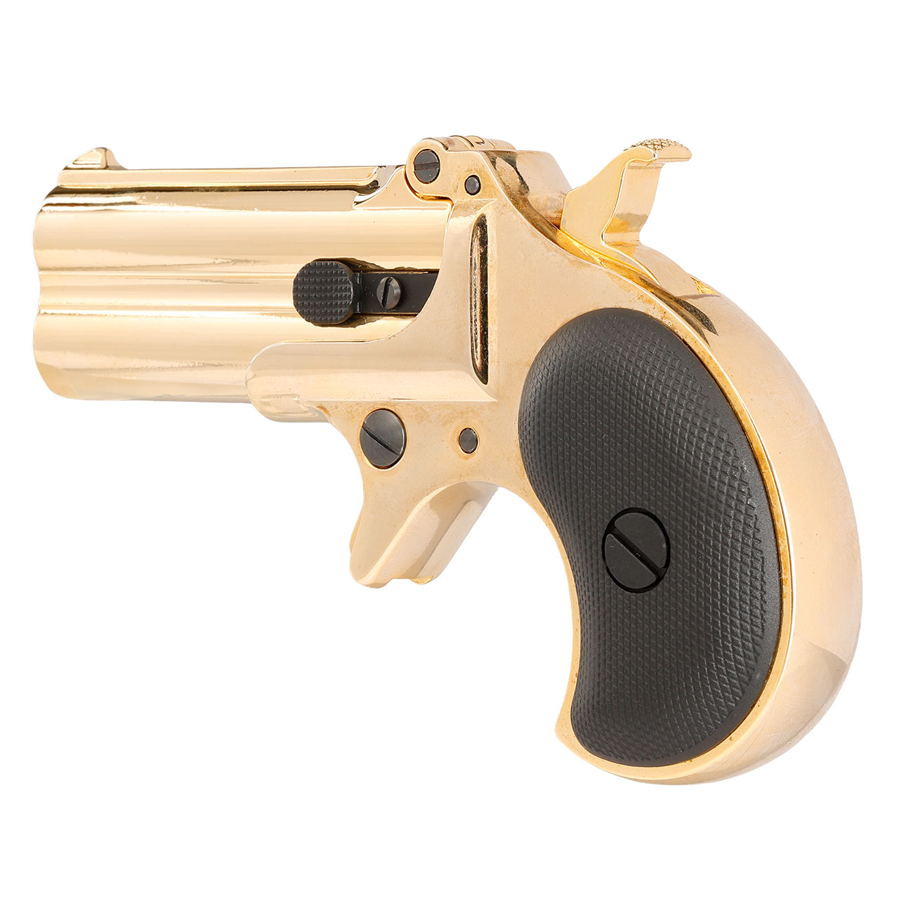 MaxTact Derringer Double Barrel Vollmetall Gas 6mm BB gold - Black Screw Version Bild 10