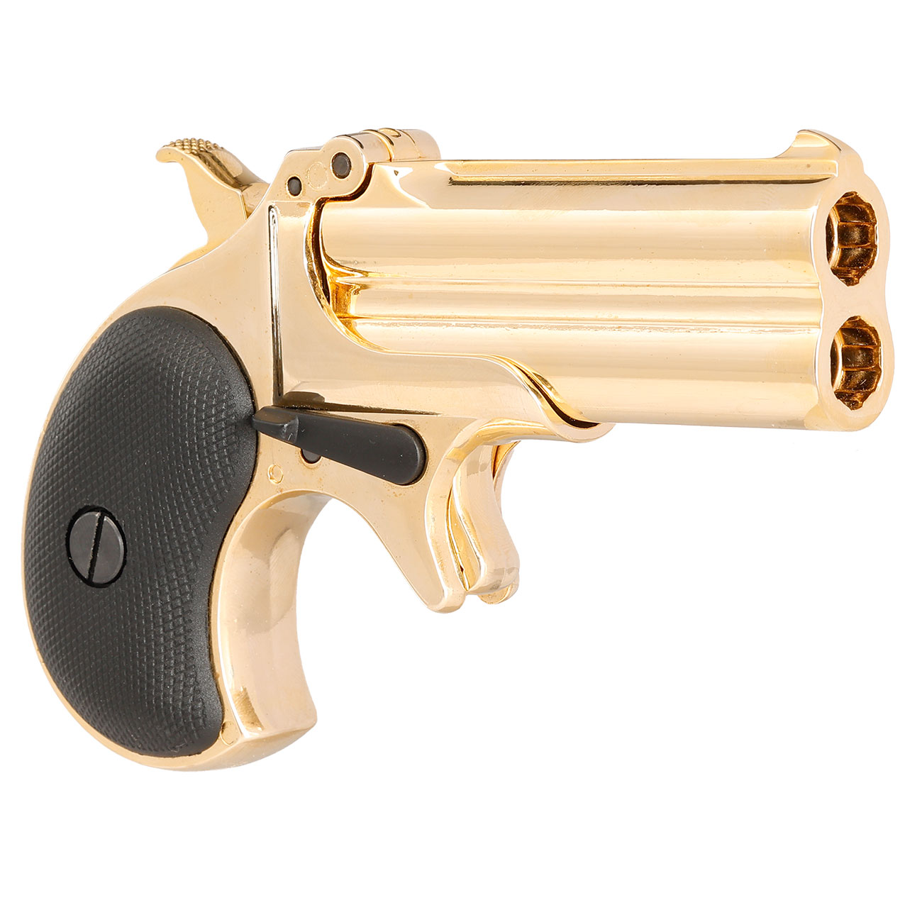 MaxTact Derringer Double Barrel Vollmetall Gas 6mm BB gold - Black Screw Version Bild 9
