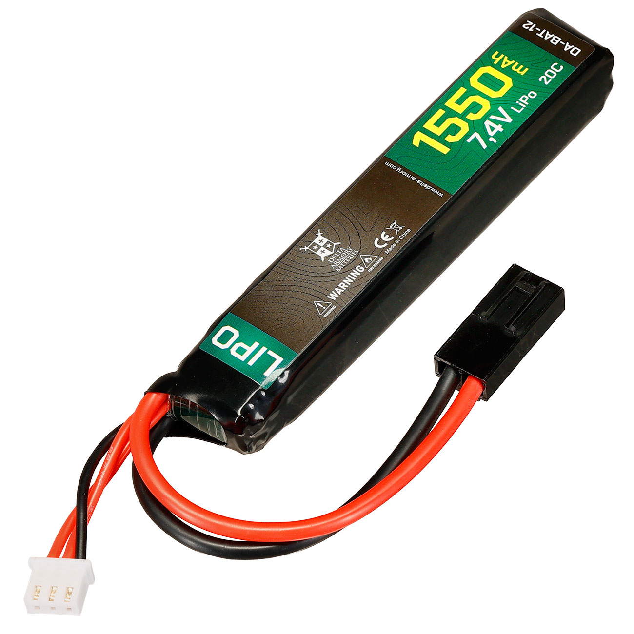 Delta Armory LiPo Akku 7,4V 1550mAh 20C Small Stick-Type m. Mini-Tam Anschluss