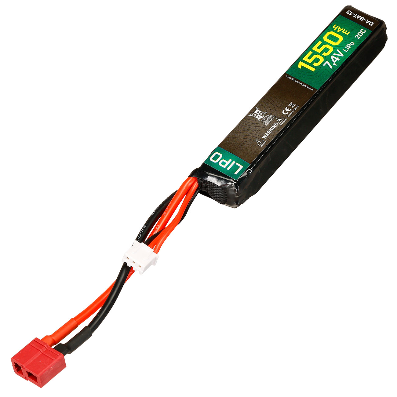 Delta Armory LiPo Akku 7,4V 1550mAh 20C Small Stick-Type m. T-Stecker Anschluss Bild 1