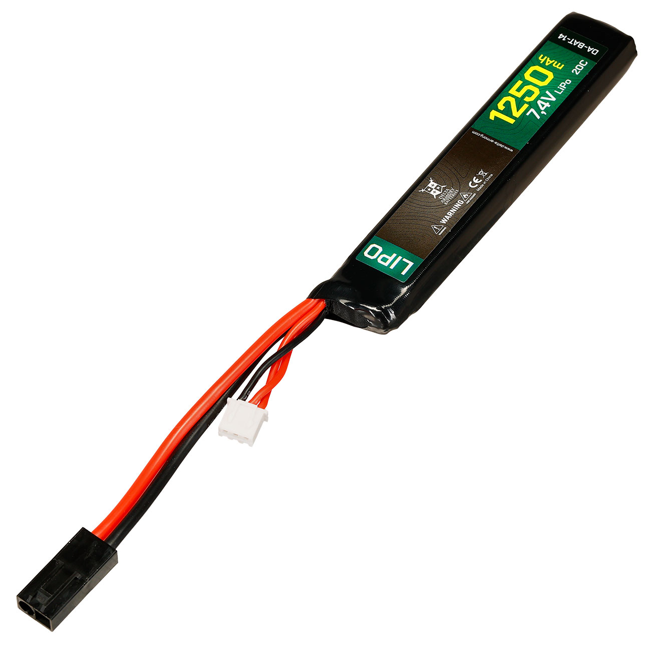 Delta Armory LiPo Akku 7,4V 1250mAh 20C Stock-Tube Type m. Mini-Tam Anschluss Bild 1