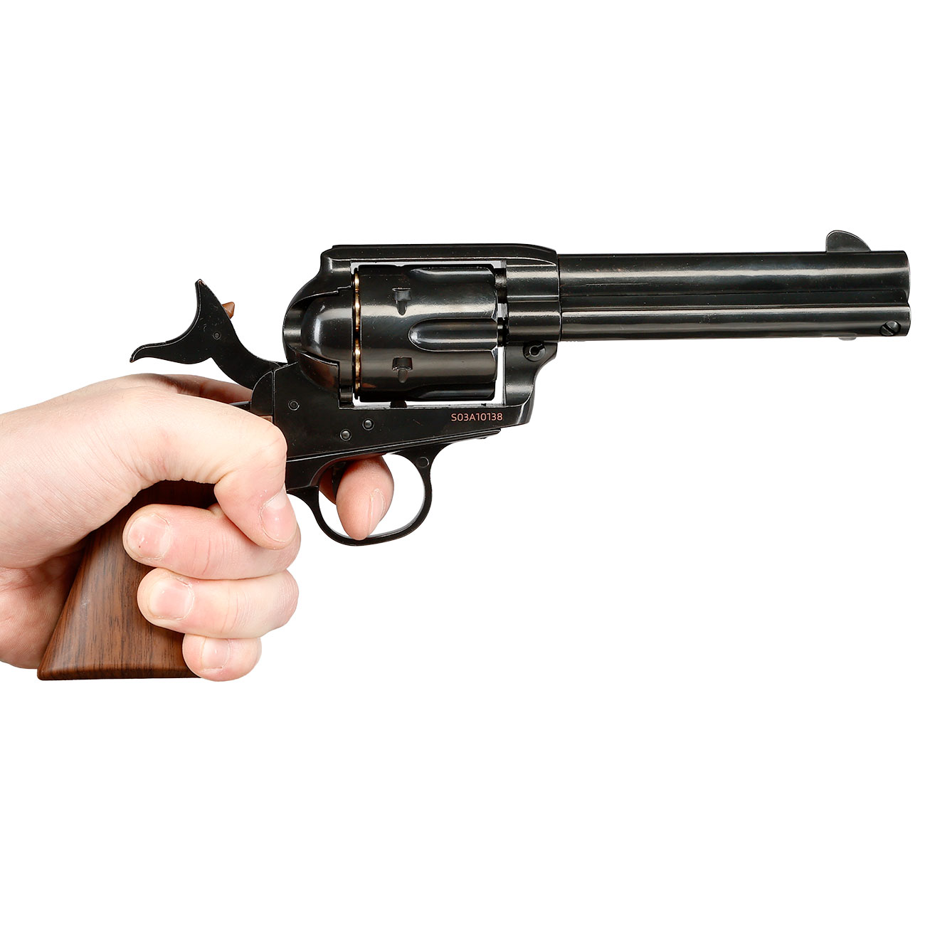 King Arms Colt SAA .45 Peacemaker 4 Zoll Revolver Gas 6mm BB Electroplating Black Bild 5