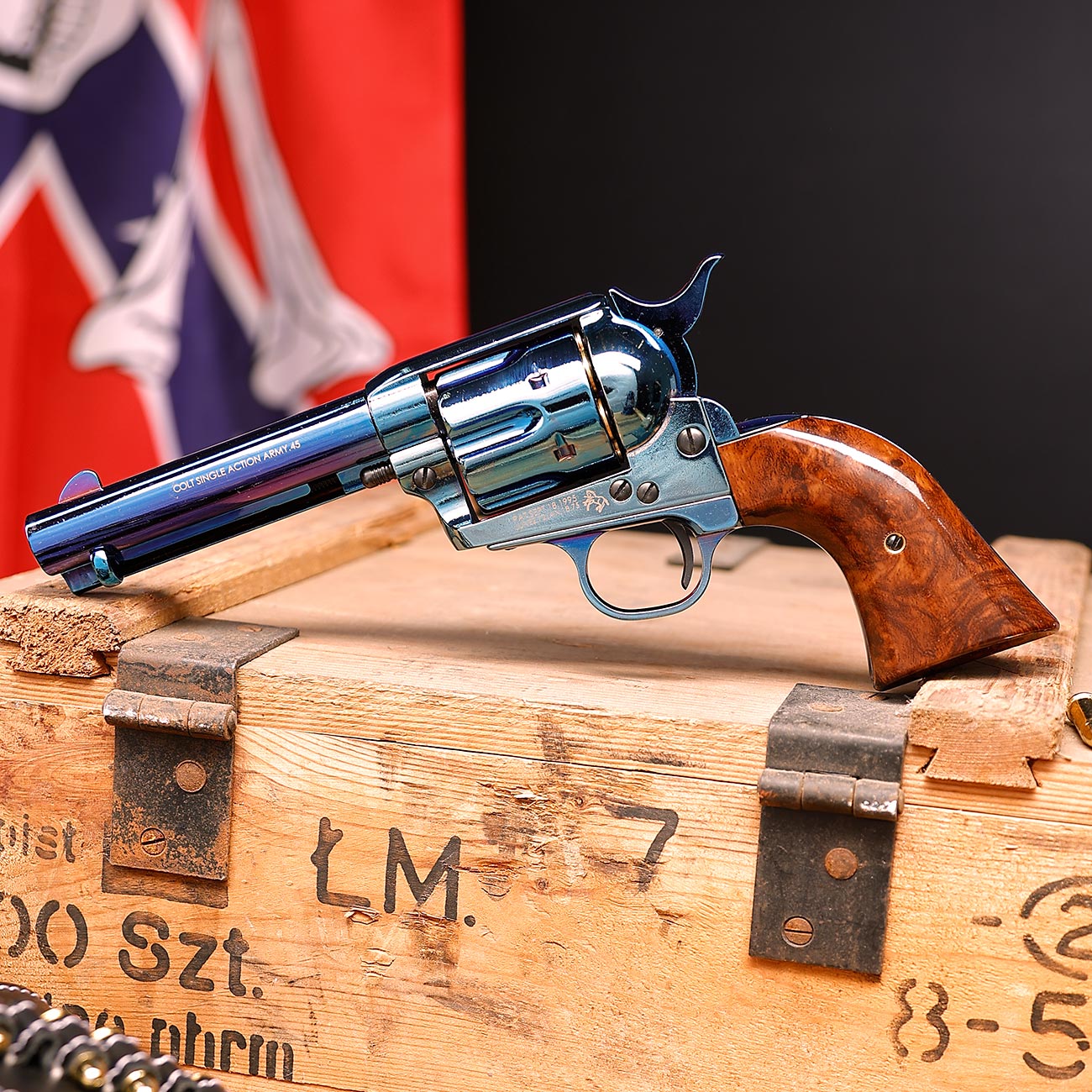 King Arms Colt SAA .45 Peacemaker 4 Zoll Revolver Gas 6mm BB stahlblau Bild 1