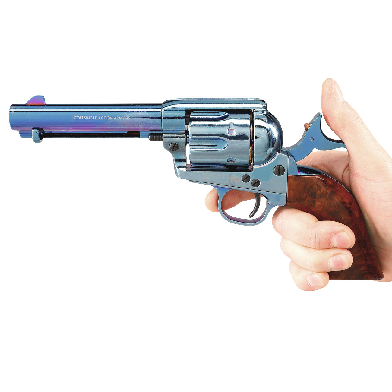 King Arms Colt SAA .45 Peacemaker 4 Zoll Revolver Gas 6mm BB stahlblau Bild 3