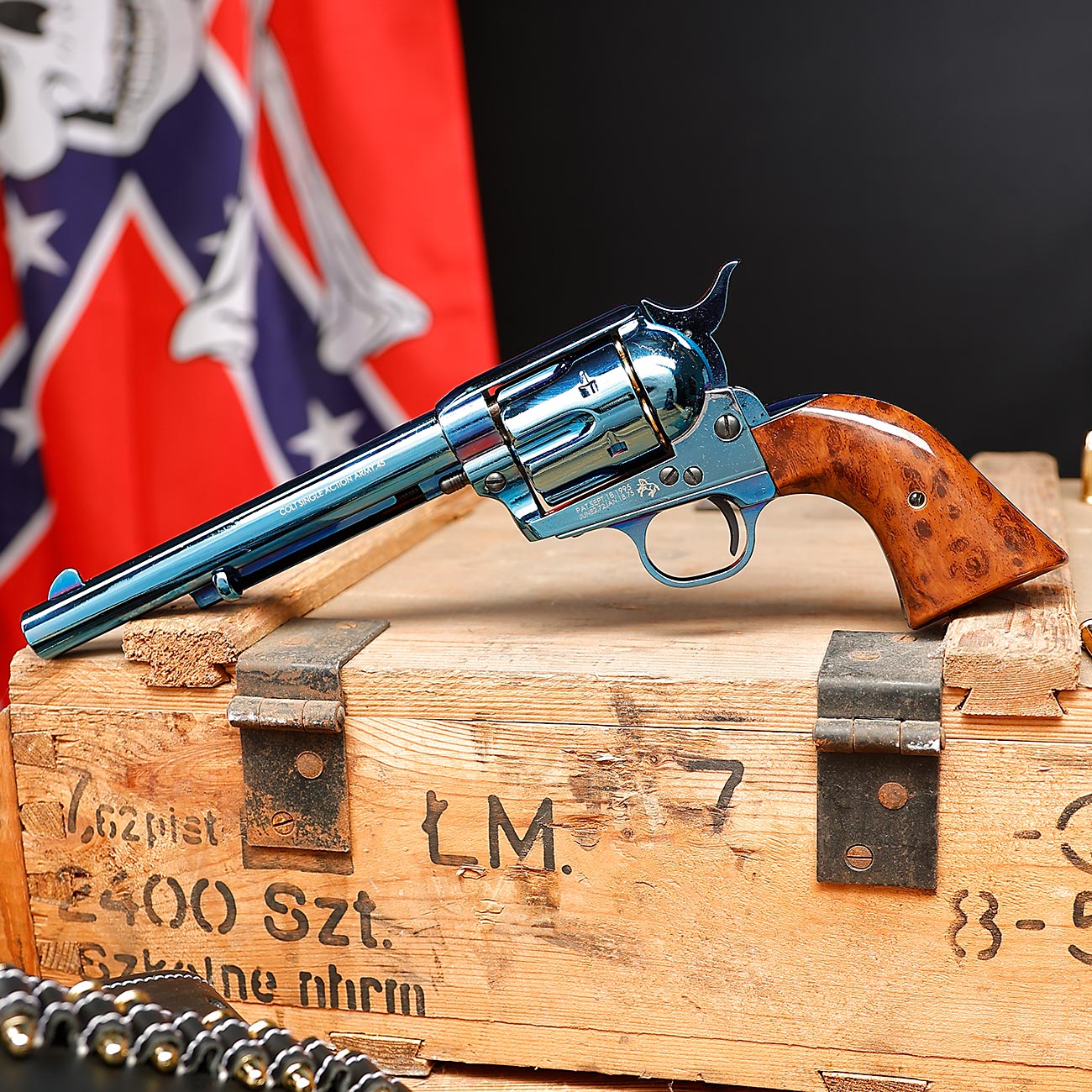 King Arms Colt SAA .45 Peacemaker 6 Zoll Revolver Gas 6mm BB stahlblau Bild 1