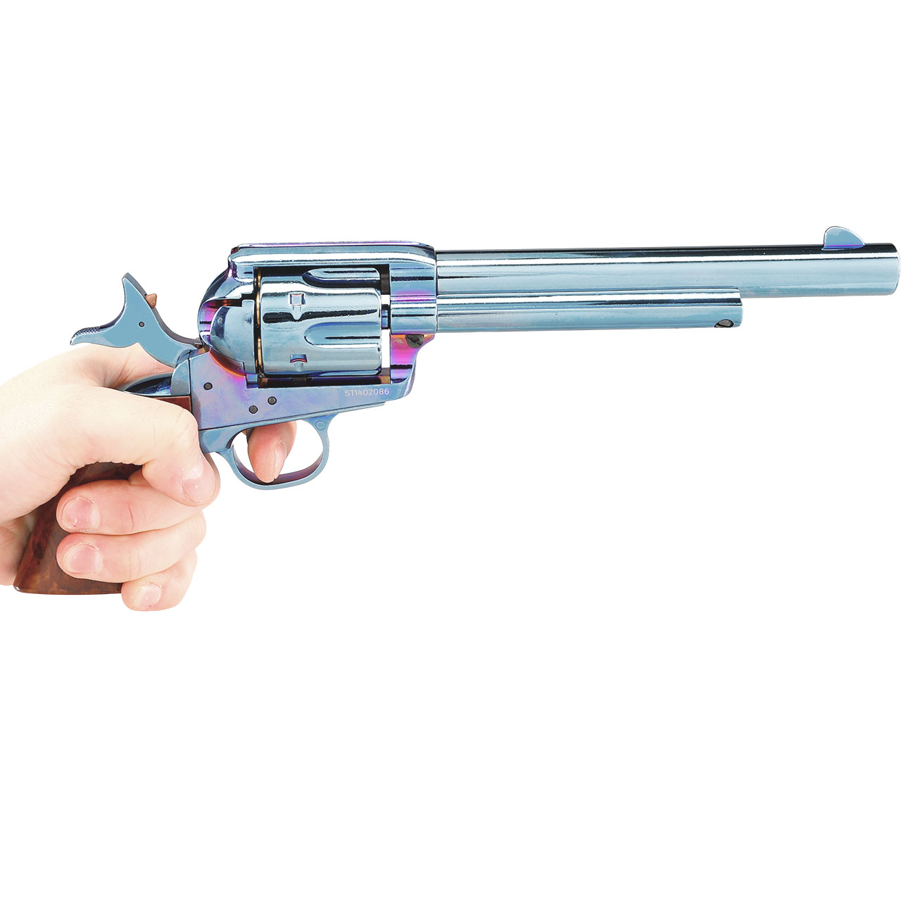 King Arms Colt SAA .45 Peacemaker 6 Zoll Revolver Gas 6mm BB stahlblau Bild 5