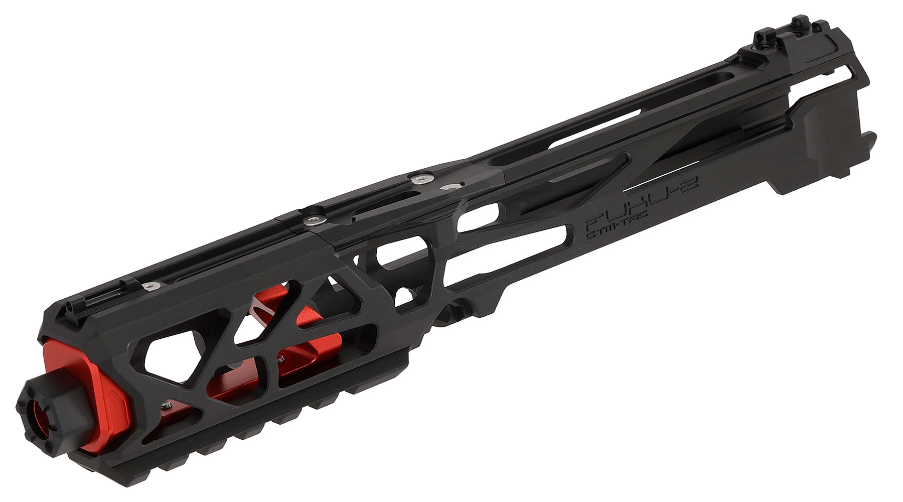 CTM Airsoft CNC Aluminium FUKU-2 Upper Receiver Kit Skeleton schwarz / rot f. Action Army AAP-01/C GBB Pistolen