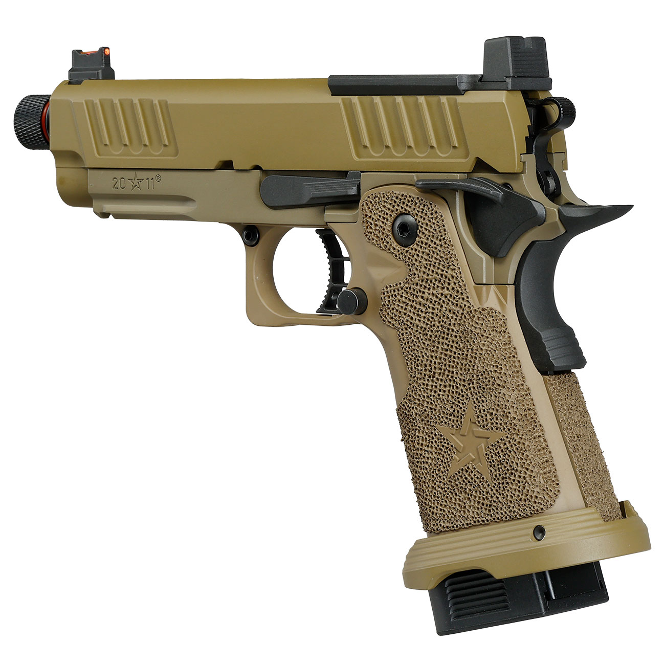 EMG Staccato 2011 C2 Vollmetall Hand Stippling Grip GBB 6mm BB Flat Dark Earth - CNC Version Bild 10