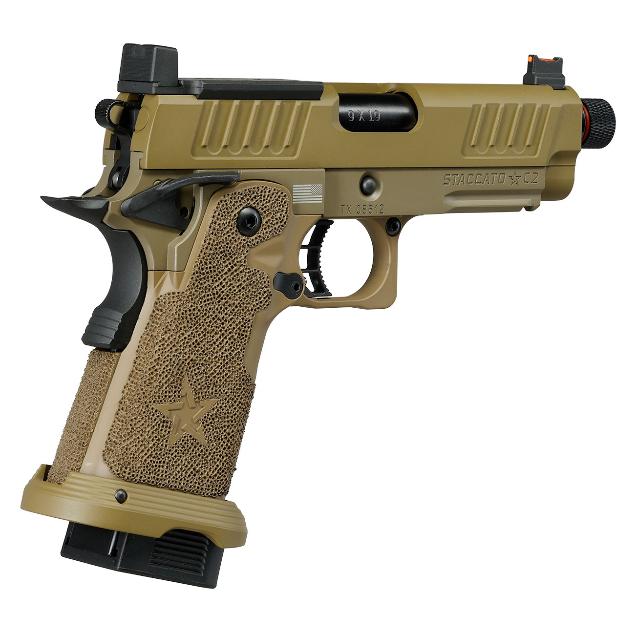 EMG Staccato 2011 C2 Vollmetall Hand Stippling Grip GBB 6mm BB Flat Dark Earth - CNC Version Bild 6