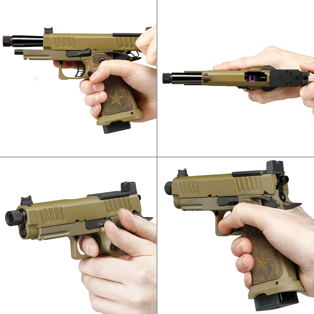 EMG Staccato 2011 C2 Vollmetall Hand Stippling Grip GBB 6mm BB Flat Dark Earth - CNC Version Bild 8