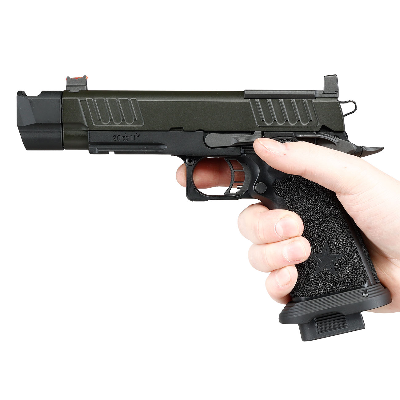 EMG Staccato 2011 P Comp Soc Vollmetall Hand Stippling Grip GBB 6mm BB schwarz - CNC Version Bild 3