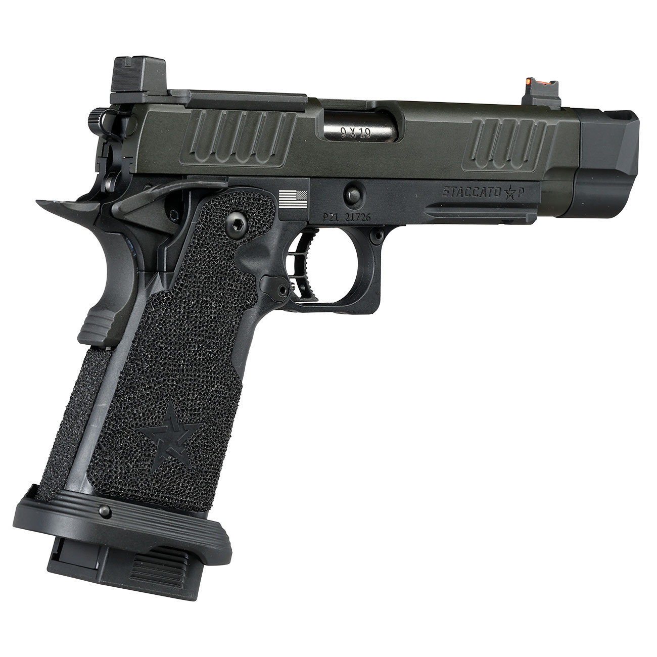 EMG Staccato 2011 P Comp Soc Vollmetall Hand Stippling Grip GBB 6mm BB schwarz - CNC Version Bild 6