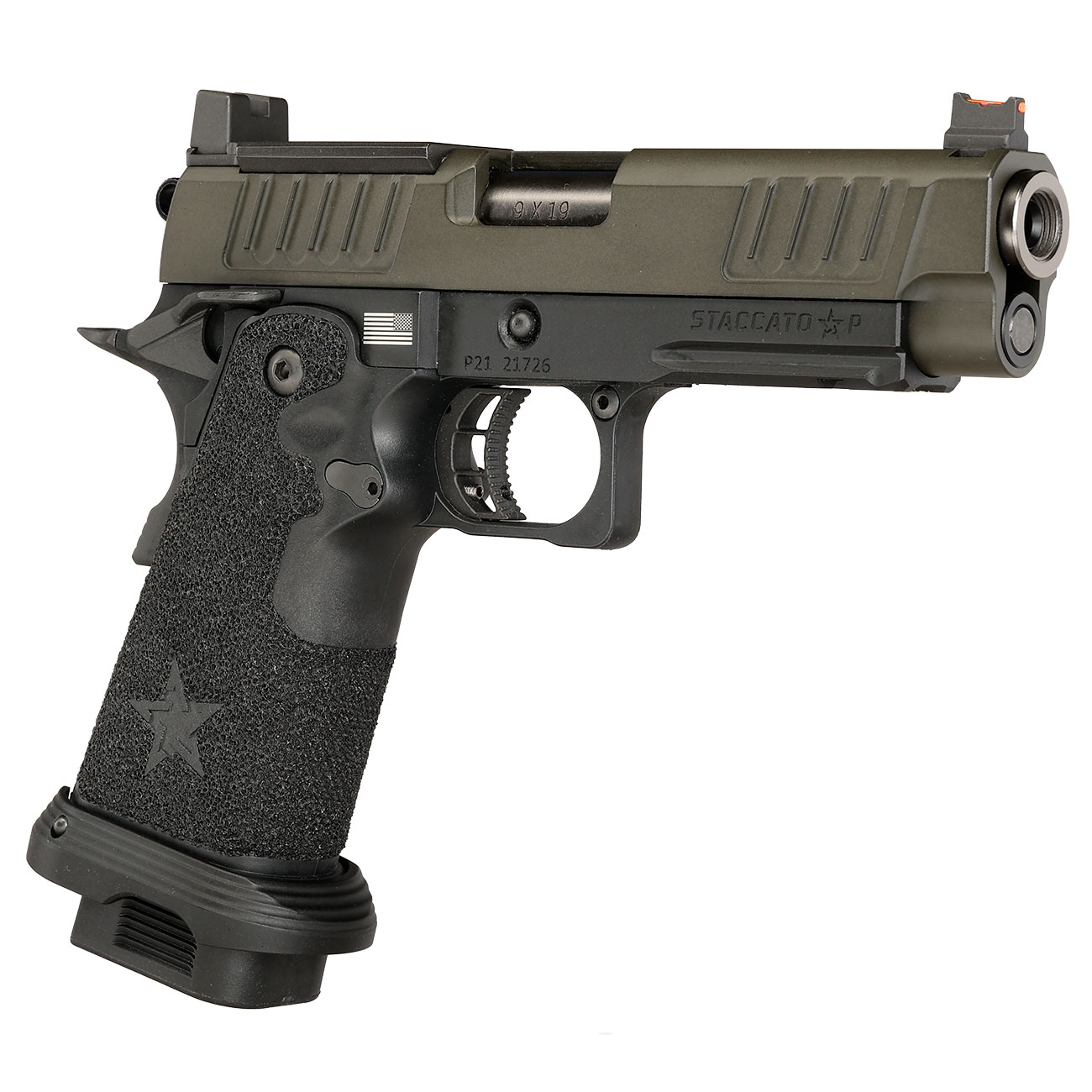 EMG Staccato 2011 P Vollmetall Hand Stippling Grip GBB 6mm BB schwarz - CNC Version Bild 9