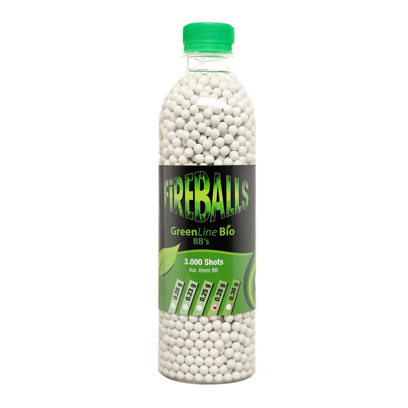 FireBalls Green Line Bio BBs 0,28g 3.000er Flasche wei Airsoftkugeln