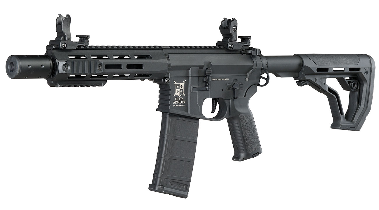 Delta Armory M4 AR15 Charlie M-LOK SilentOps 8 Zoll Eagle ETU Mosfet S-AEG 6mm BB schwarz
