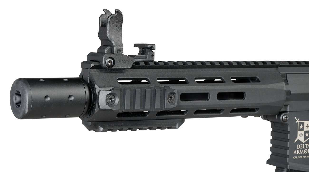 Delta Armory M4 AR15 Charlie M-LOK SilentOps 8 Zoll Eagle ETU Mosfet S-AEG 6mm BB schwarz Bild 7