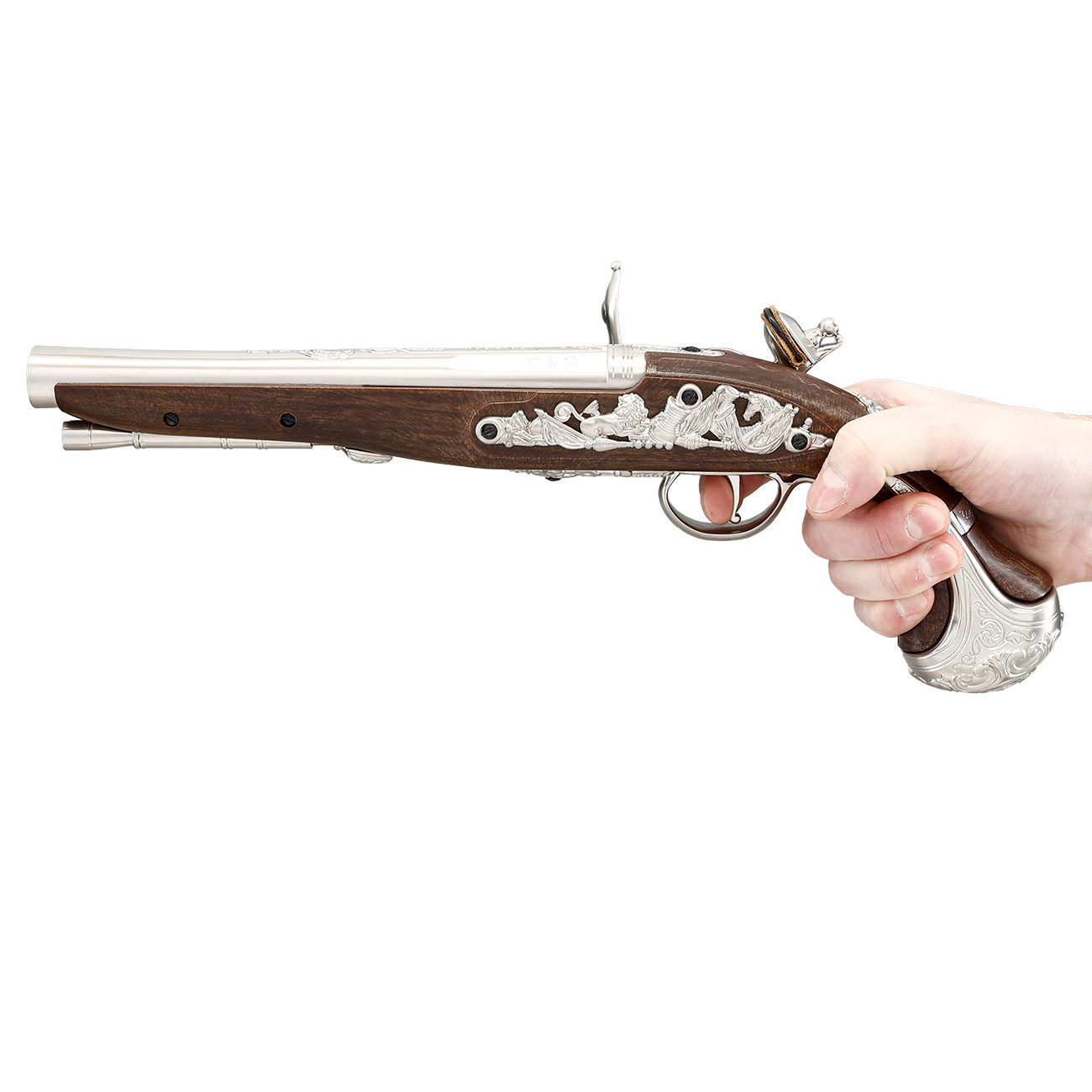 HFC George Washington Flintlock Pistole 18th Century Vollmetall CO2 holzoptik silber Bild 3