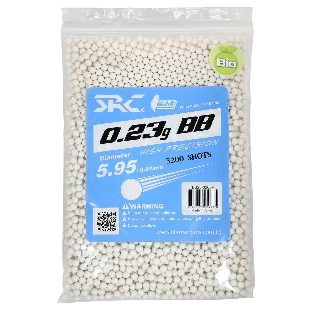 SRC High Precision Perfect Bio BBs 0,23g 3.200er Beutel weiss