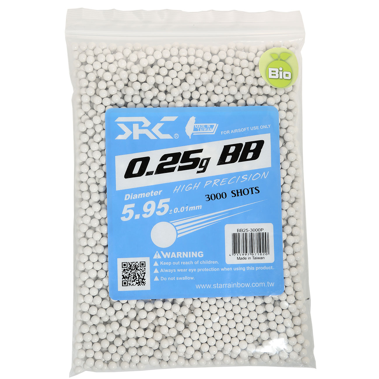 SRC High Precision Perfect Bio BBs 0,25g 3.000er Beutel weiss