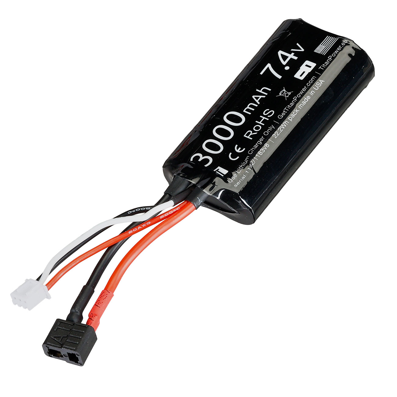 Titan Li-Ion Akku 7.4V 3000mAh 16C Brick-Type mit Deans Anschluss Bild 2