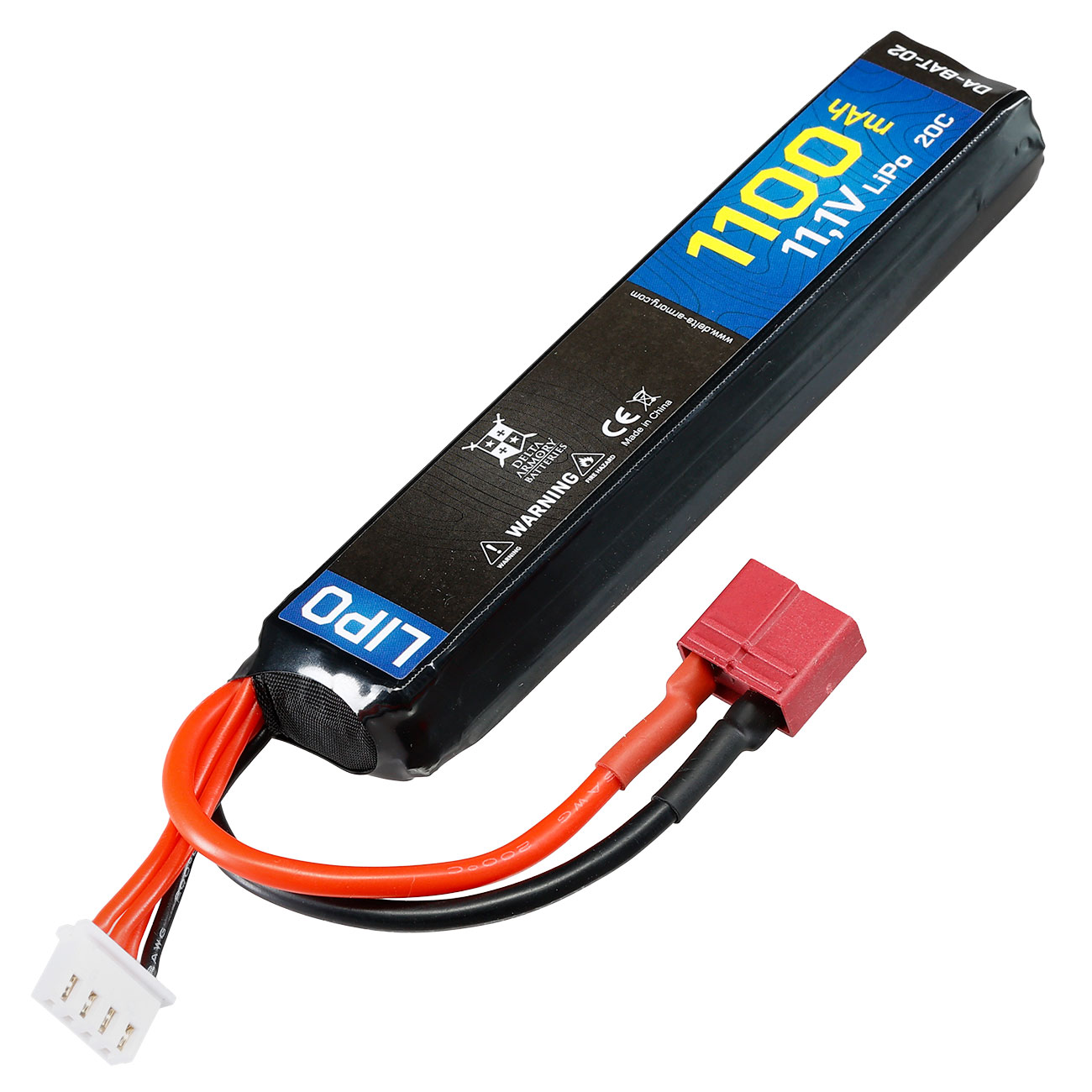 Delta Armory LiPo Akku 11,1V 1100mAh 20C Stock-Tube Type m. T-Stecker Anschluss