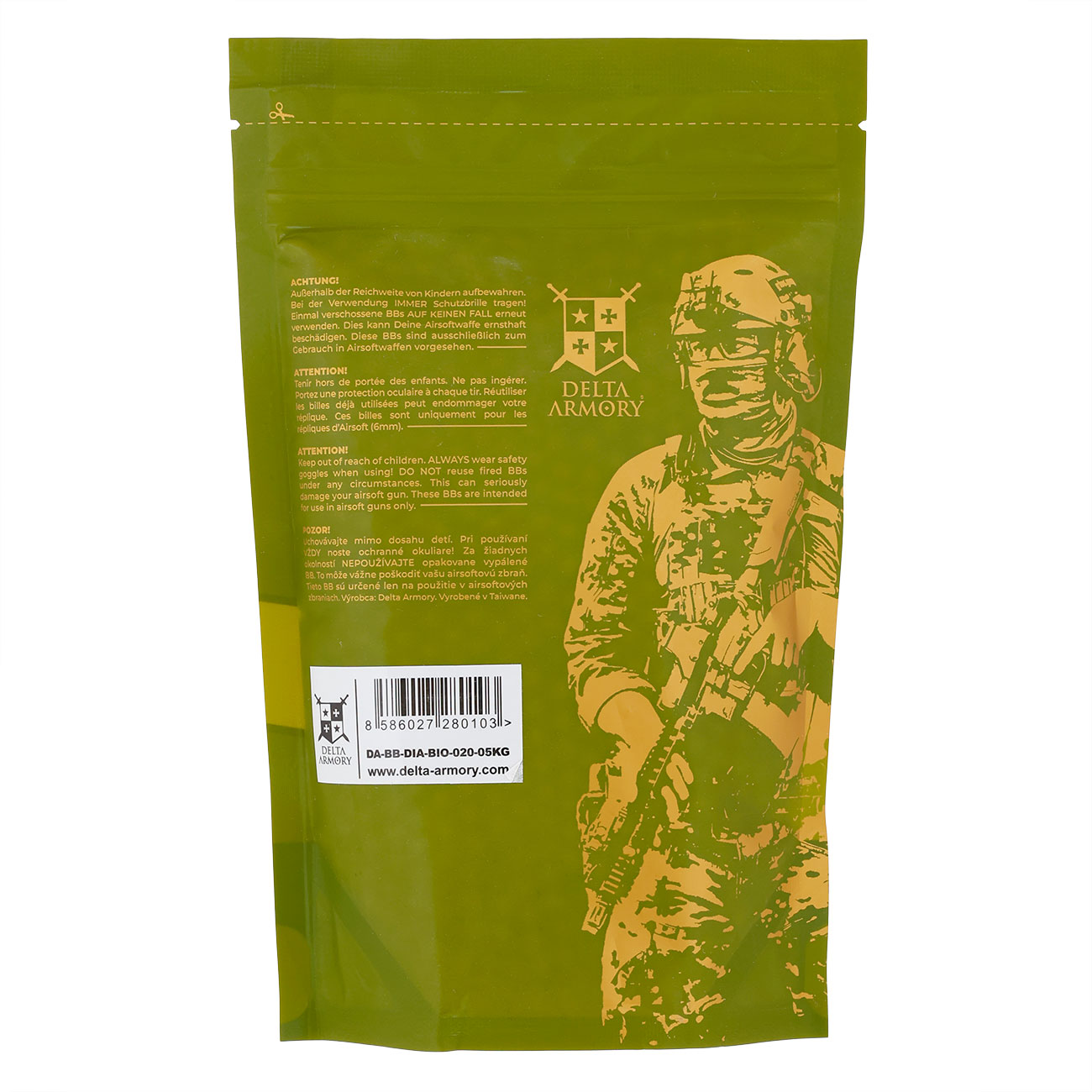 Delta Armory Diamond Grade Series Airsoft BIO BBs 0.20g 2.500er / 0,5 kg Beutel weiss Bild 1