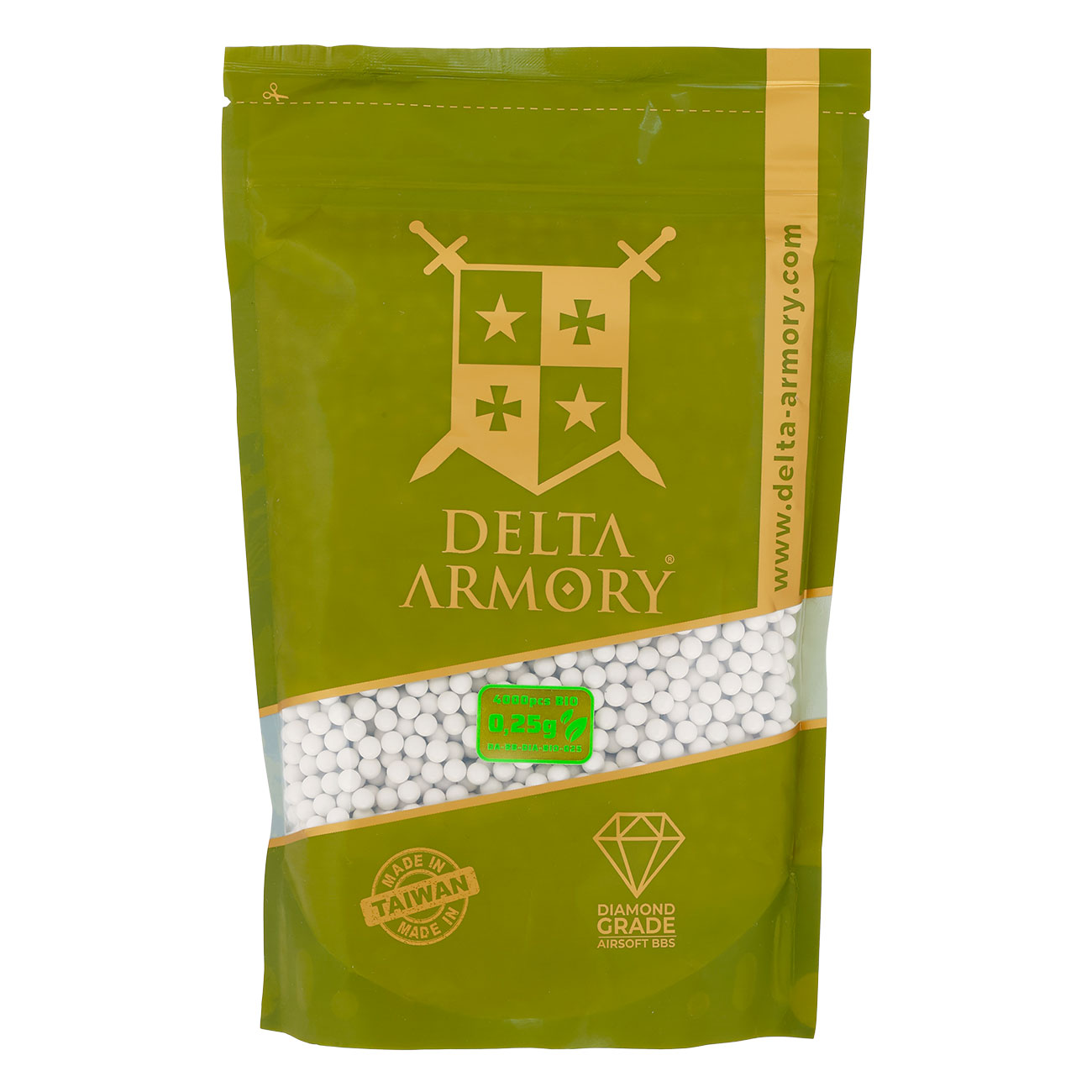 Delta Armory Diamond Grade Series Airsoft BIO BBs 0.25g 4.000er / 1 kg Beutel weiss