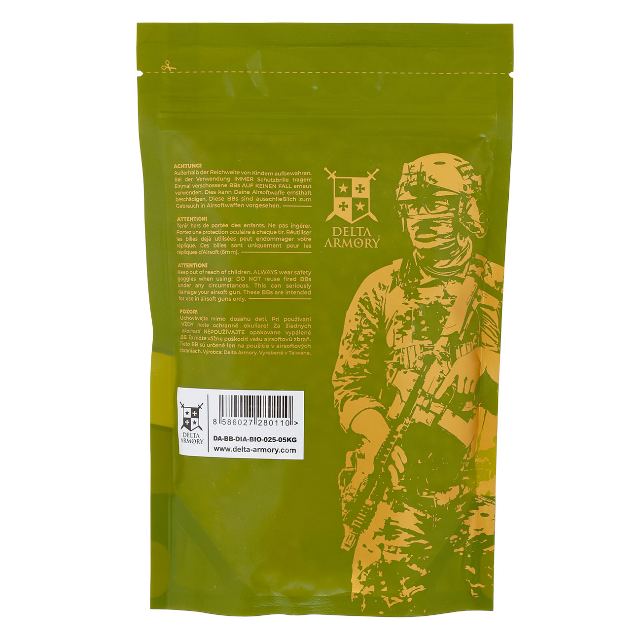 Delta Armory Diamond Grade Series Airsoft BIO BBs 0.25g 2.000er / 0,5 kg Beutel weiss Bild 1