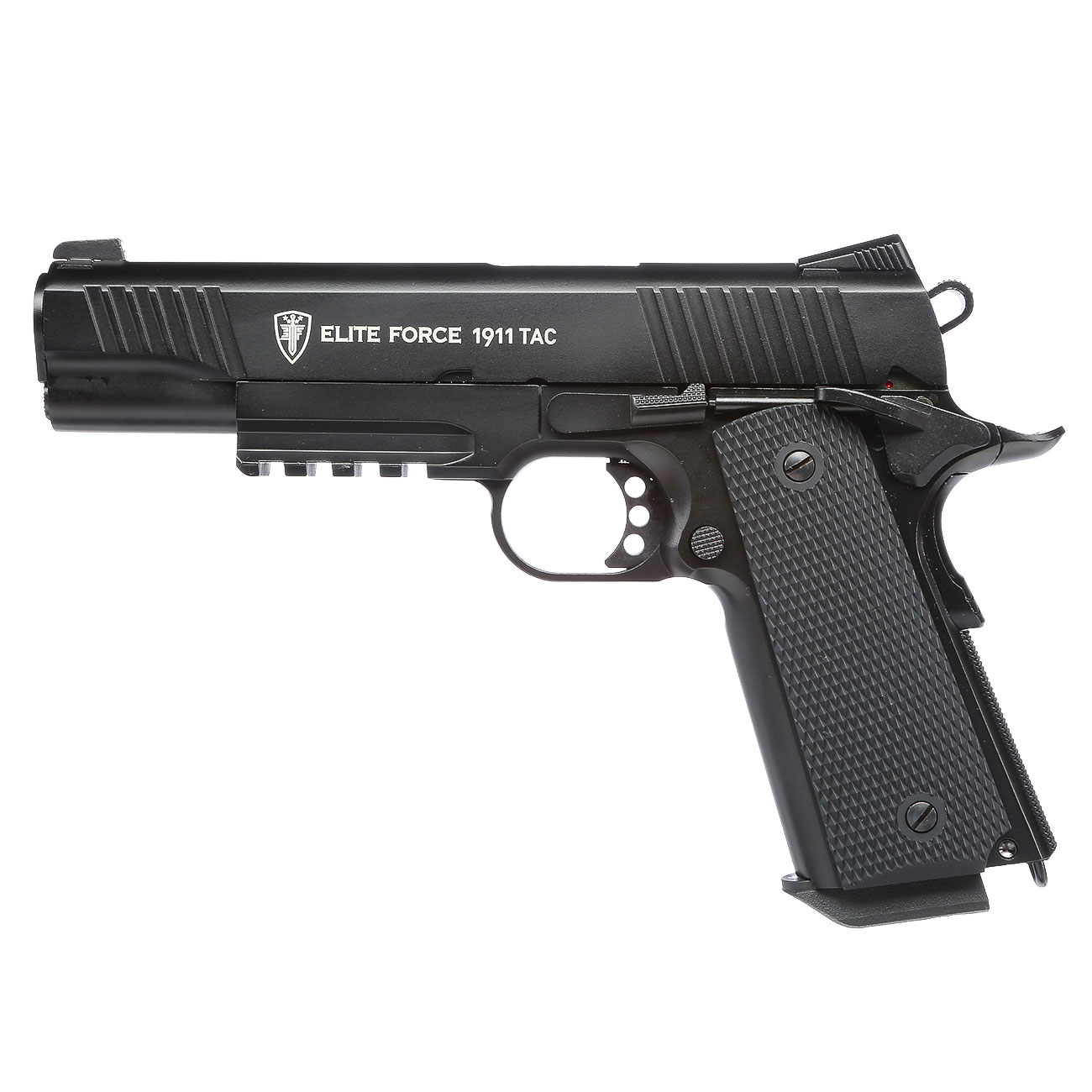 Elite Force 1911 TAC Airsoft Pistole CO2 Blowback 6mm BB Vollmetall Set inkl. 5x CO2 Kapseln 5000 BBs Laser Dot und Kugelfang Bild 1