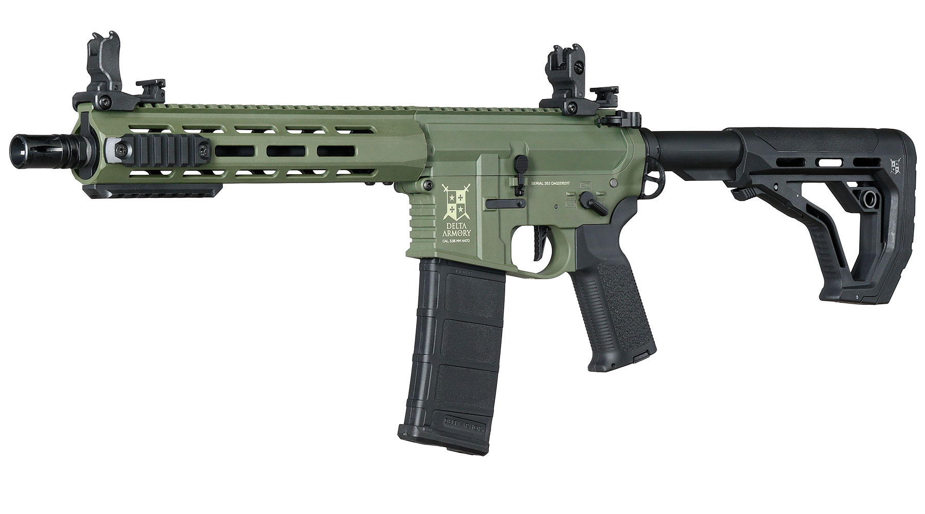Delta Armory M4 AR15 Charlie M-LOK 10 Zoll Eagle ETU Mosfet S-AEG 6mm BB oliv