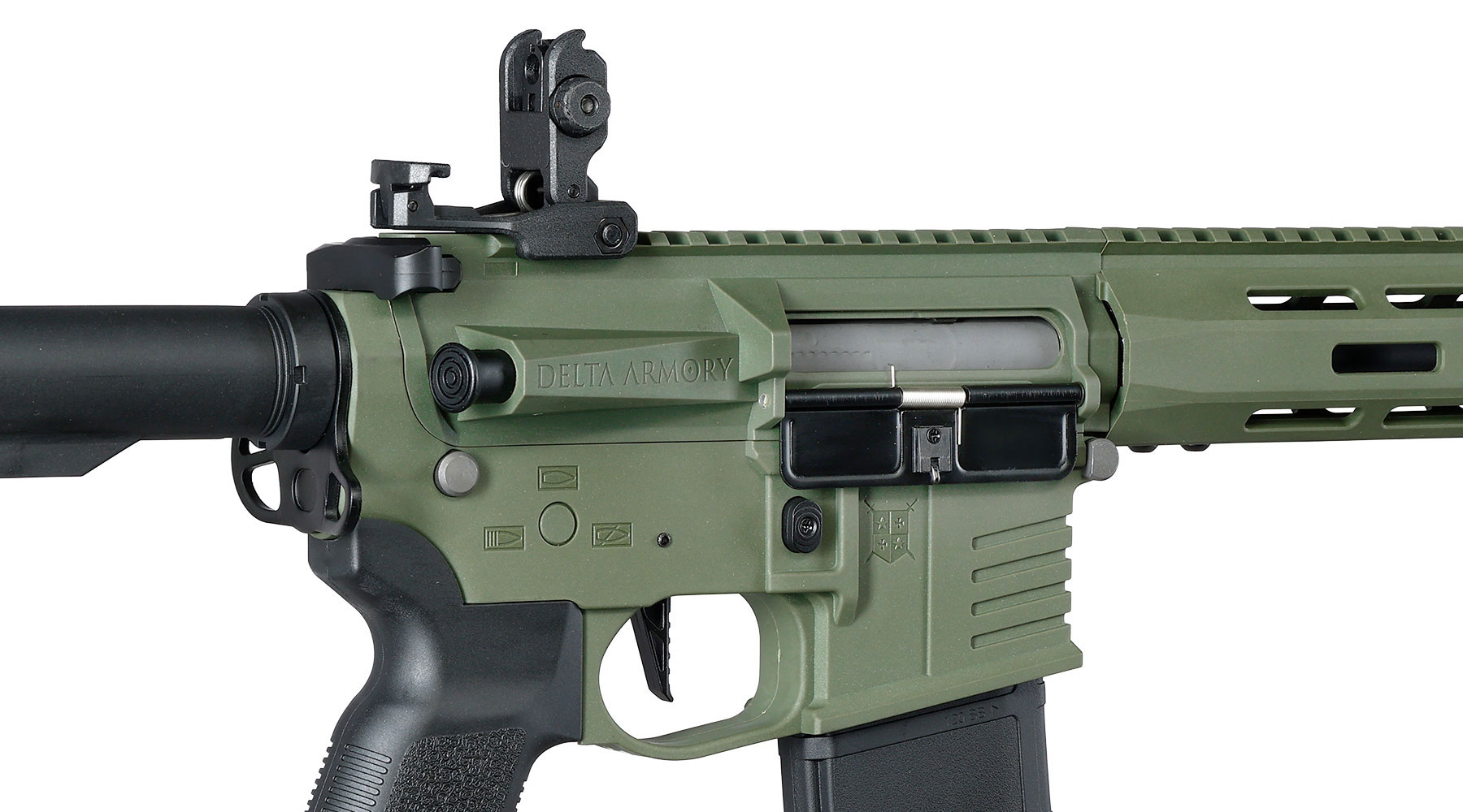 Delta Armory M4 AR15 Charlie M-LOK 10 Zoll Eagle ETU Mosfet S-AEG 6mm BB oliv Bild 9