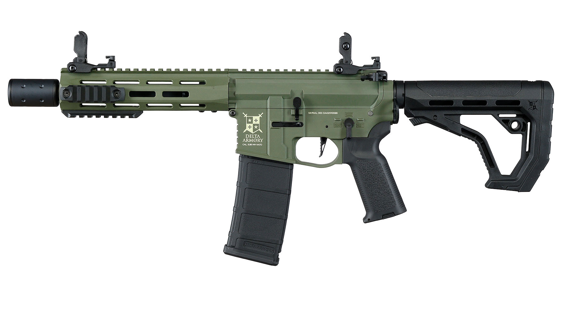 Delta Armory M4 AR15 Charlie M-LOK SilentOps 8 Zoll Eagle ETU Mosfet S-AEG 6mm BB oliv Bild 2