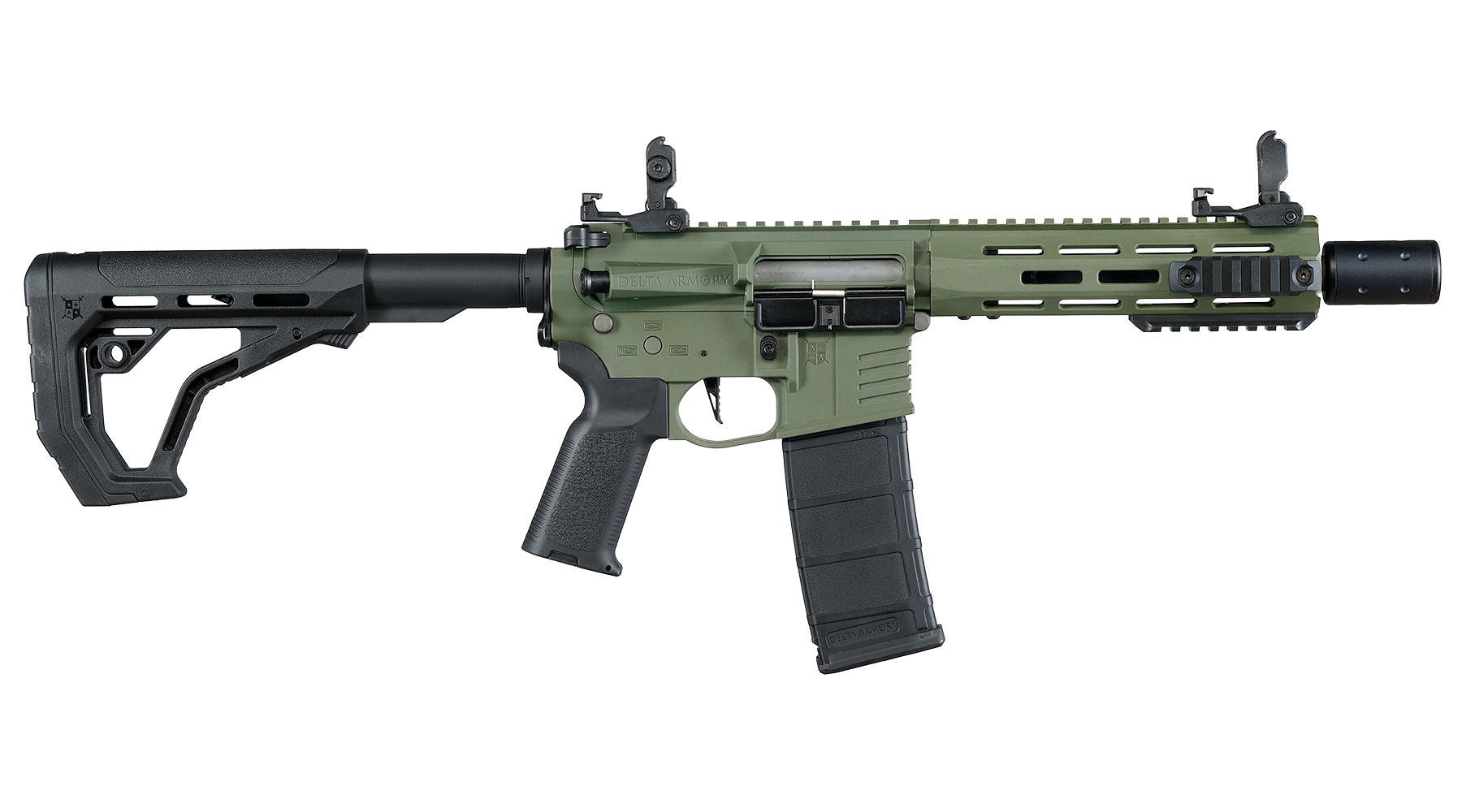 Delta Armory M4 AR15 Charlie M-LOK SilentOps 8 Zoll Eagle ETU Mosfet S-AEG 6mm BB oliv Bild 3
