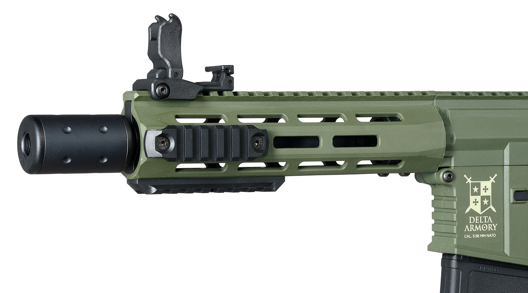 Delta Armory M4 AR15 Charlie M-LOK SilentOps 8 Zoll Eagle ETU Mosfet S-AEG 6mm BB oliv Bild 7