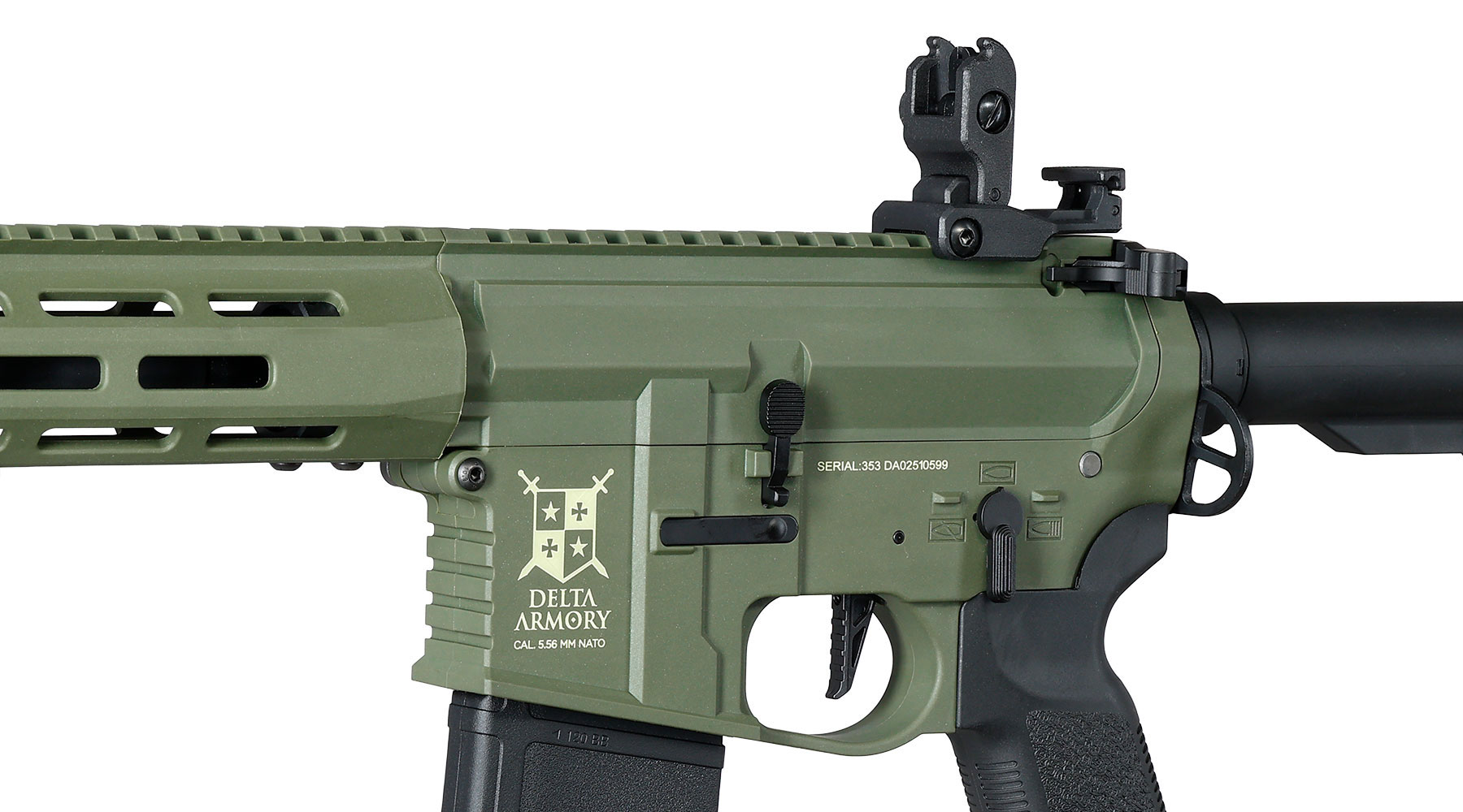 Delta Armory M4 AR15 Charlie M-LOK SilentOps 8 Zoll Eagle ETU Mosfet S-AEG 6mm BB oliv Bild 8