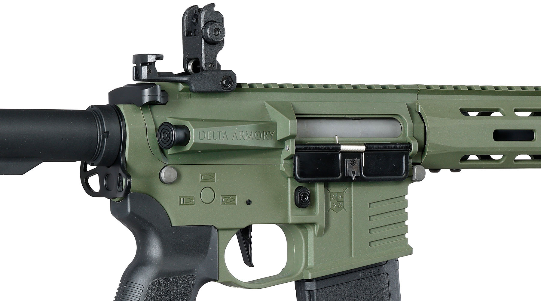 Delta Armory M4 AR15 Charlie M-LOK SilentOps 8 Zoll Eagle ETU Mosfet S-AEG 6mm BB oliv Bild 9