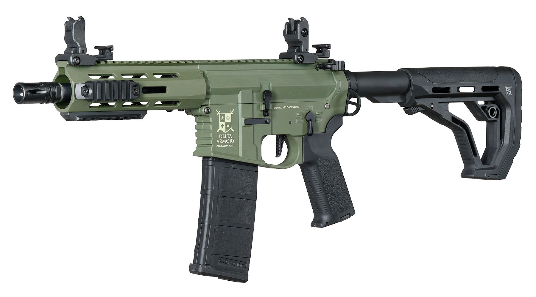 Delta Armory M4 AR15 Charlie M-LOK 6,5 Zoll Eagle ETU Mosfet S-AEG 6mm BB oliv