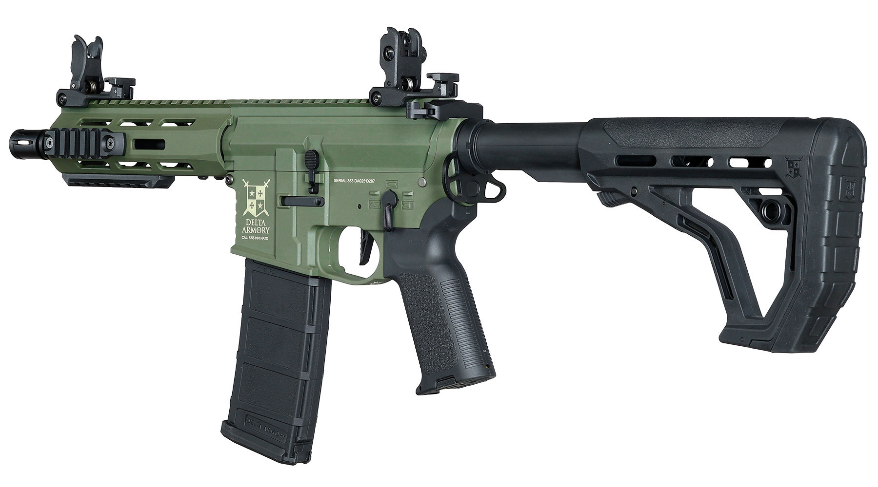 Delta Armory M4 AR15 Charlie M-LOK 6,5 Zoll Eagle ETU Mosfet S-AEG 6mm BB oliv Bild 11