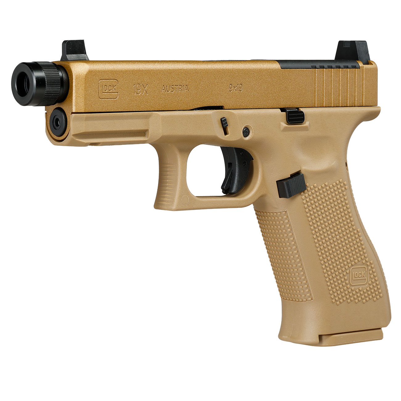 Glock 19X MOS Airsoft mit Metallschlitten CO2 BlowBack 6mm BB coyote